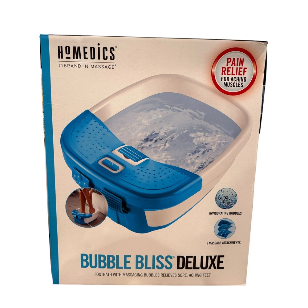 Homedics Bubble Bliss Deluxe Footbath Blue White Massaging Bubbles New